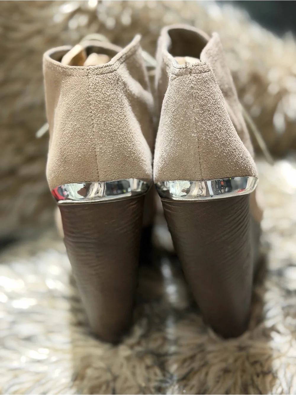 Steve Madden Taupe Suede Lace-Up Platform Wedge Ankle Booties
